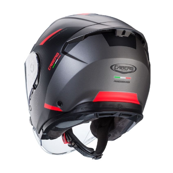 CABERG KASK OTWARTY JET OTWARTY FLYON II BOSS KOLOR CZARNY/SZARY/CZERWONY MAT ROZMIAR M