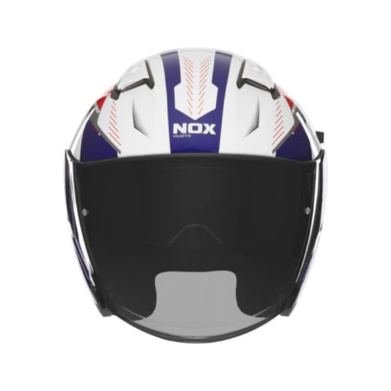NOX KASK OTWARTY JET Z BLENDĄ N130 MYST KOLOR BIAŁY/NIEBIESKI/CZERWONY ROZMIAR M