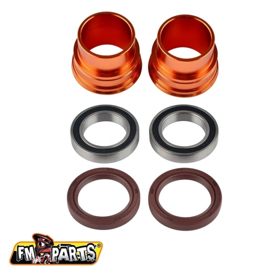 FM-PARTS ŁOŻYSKA KOŁA TYLNEGO Z USZCZELNIACZAMI I TULEJKAMI KTM EXC '03-'23 KOLOR POMARAŃCZOWY