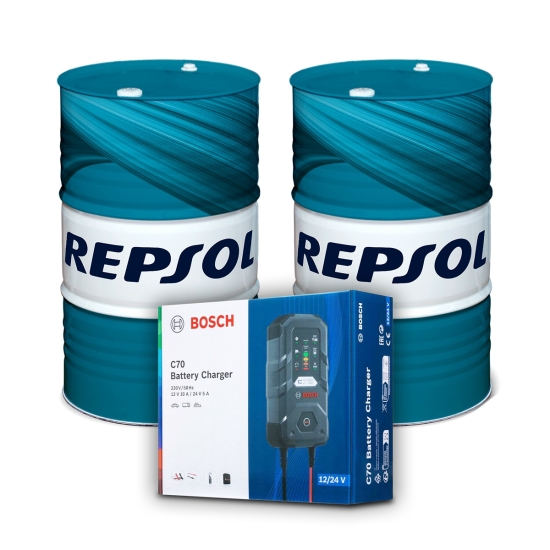 PROMOCJA REPSOL OLEJ SILNIKOWY 4T SMARTER SYNTHETIC 10W40 BECZKA 60L MA2 SYNTETYCZNY x2 + PROSTOWNIK BOSH