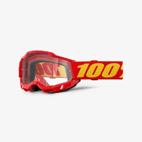 100 PROCENT GOGLE ACCURI 2 YOUTH JUNIOR RED - CLEAR LENS - KOLOR CZERWONY/BIAŁY SZYBA PRZEŹROCZYSTA