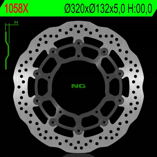 NG TARCZA HAMULCOWA PRZÓD YAMAHA YZF R1 '04-'06 / '15-'16, FZ1 '06-13, R6 '20-, V-MAX '09-16, MT-10 '16-21 (320X132X5MM) (5X8,5MM) WAVE PŁYWAJĄCA
