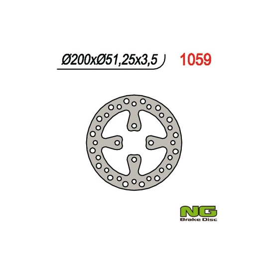 NG TARCZA HAMULCOWA TYŁ YAMAHA YFZ 450 '06-'19, RAPTOR YFM 700 '06-'14 (200X51X3,5) (4X10,5MM)