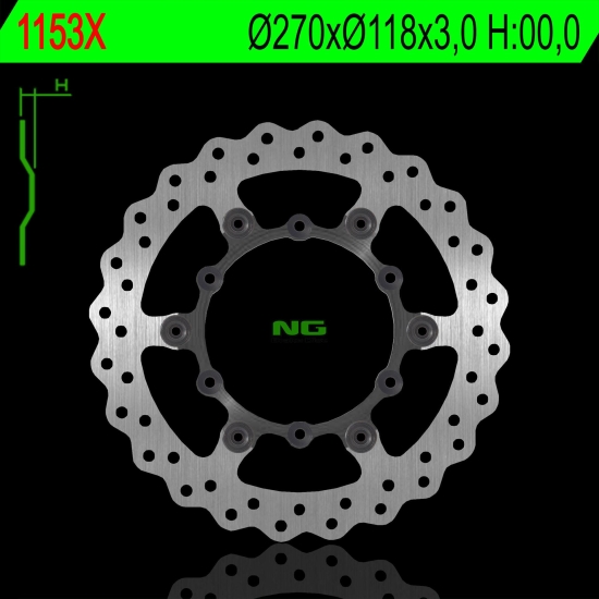 NG TARCZA HAMULCOWA PRZÓD YAMAHA YZF 250/400/426/450 '98-'24, YZ 125/250 (2T), WR 250/400/426/450F (270X118X3MM) PŁYWAJĄCA (6X6,5MM) WAVE