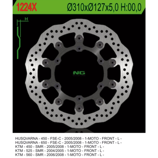 NG TARCZA HAMULCOWA PRZÓD HUSABERG FS 570 '10-'11, FS 450 '05-'08, KTM SMR 450 '04-'14, SMR 525 / 560 '05-'08 (310X127X5MM) (6X6,5MM) WAVE