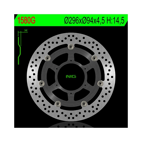 NG TARCZA HAMULCOWA PRZÓD HONDA CB 600F/S HORNET ABS 07-13, CBR 600F ABS 11-13 (296X94X4,5) (6X6,5) (ŚRODEK ALUMINIOWY) - ZASTĘPUJE NG1289