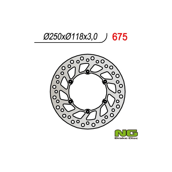 NG TARCZA HAMULCOWA PRZÓD SUZUKI RM/RMZ 250/DRZ, YAMAHA YZ/YZF/WR 02-19 (250X118X3) (6X6,5MM) - ZASTĘPUJE NG854