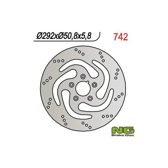 NG TARCZA HAMULCOWA TYŁ HARLEY-DAVIDSON 883/1340 84-98 (292X50,8X5,8) (5X8,5MM)