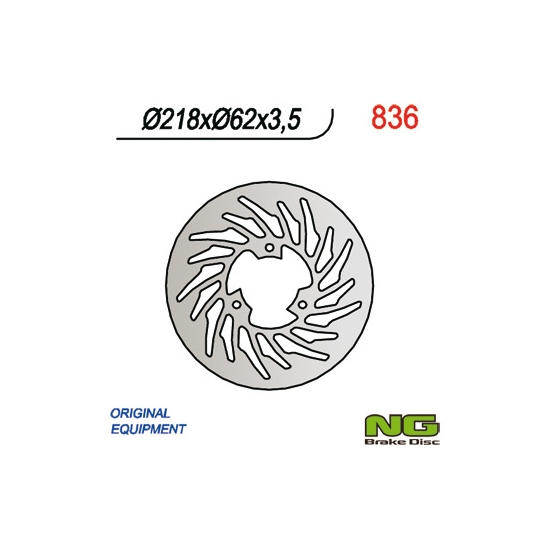 NG TARCZA HAMULCOWA TYŁ YAMAHA DT50R '03-'08, DT50SM '05-'011, DT50X, XT125 '05-'11, MBK 50X-LIMIT '03-'05, MALAGUTI 50 XSM '03'-10 (218x62x3,5)