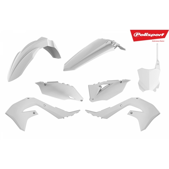 POLISPORT WYPRZEDAŻ KOMPLET PLASTIKÓW KAWASAKI KXF 250 '21-'24; KXF 450 '19-'23 W ZESTAWIE TABLICA PRZEDNIA (8665900002) KOLOR BIAŁY