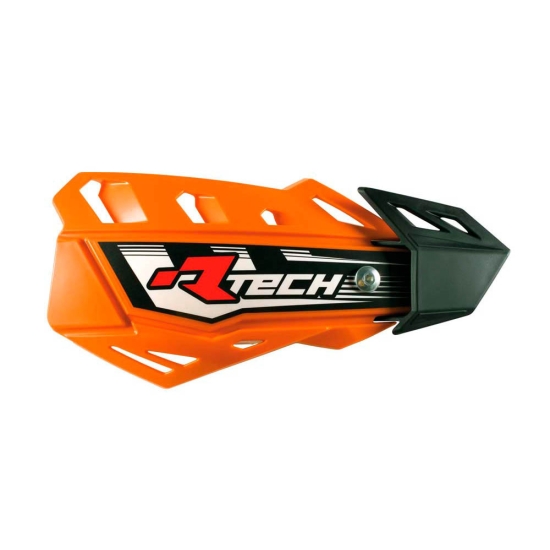 RACETECH (RTECH) OSŁONY RĄK (HANDBARY) FLX CROSS/ENDURO KOLOR POMARAŃCZOWY (Z 2 RODZAJAMI MOCOWAŃ DO KIEROWNICY ORAZ MANETEK)