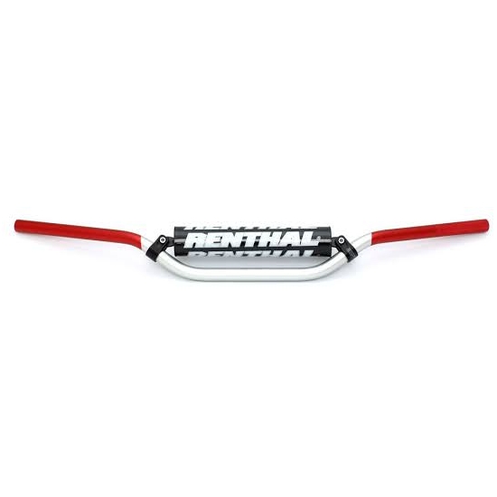RENTHAL KIEROWNICA 7/8 CALA (22MM) MX HANDLEBAR SILVER/RED RC HIGH PADDED PADDED KOLOR SREBRNY/CZERWONY Z GĄBKĄ