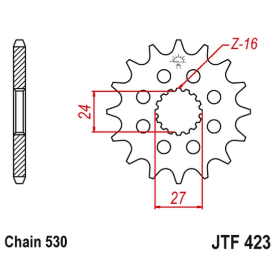 JT ZĘBATKA PRZEDNIA 2190 17 Z GUMĄ SUZUKI GSXR 1000 '09-'16, HAYABUSA '08-'23, B-KING '08-'12 (-1) (219017JTRB) (ŁAŃC. 530)