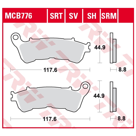 TRW ZF KLOCKI HAMULCOWE KH388 ORGANIC HONDA CBF 500 04-08, CBF 600 04-15, NT 700 V 06-13, XL 700 V 08-13, XL 1000 V 04-13, SUZUKI BURGMAN 125 07-13, P