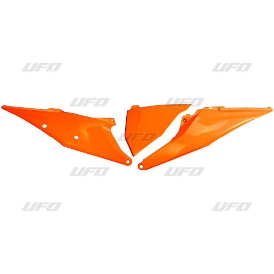 UFO BOCZKI TYLNE KTM SX/SXF(SX-F) 125/150/250/350/450 '19-'22, EXC 125 '20-'21, EXC/EXCF(EXC-F) 150/250/300/350/450/500 TPI '20-2023 Z POKRYWĄ FILTRA