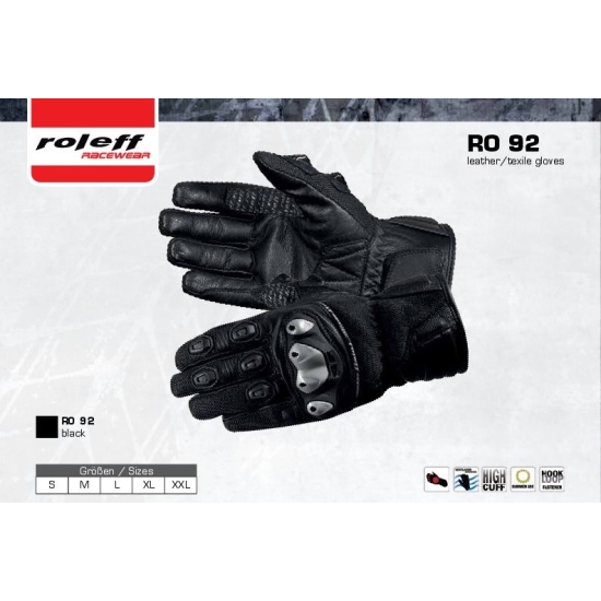 ROLEFF WIELKA PROMOCJA RĘKAWICE TEKSTYLNE LETNIE MODEL RO92 KOLOR CZARNY ROZMIAR S