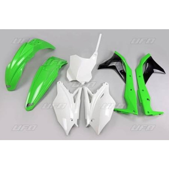 UFO KOMPLET PLASTIKÓW KAWASAKI KXF 250 '18-'20 KOLOR OEM '19 (BIAŁY/ZIELONY) (KA225E999A)