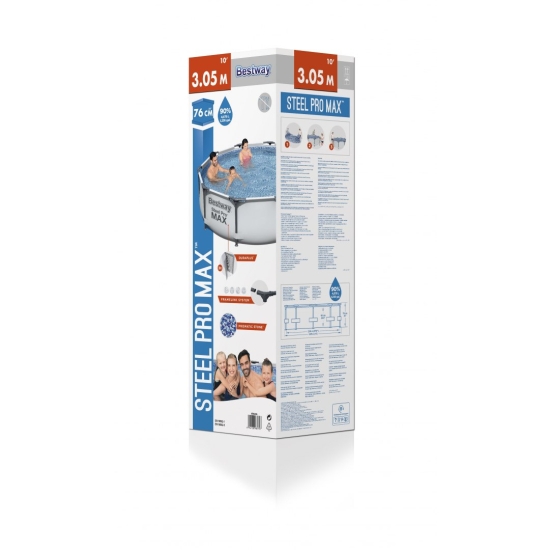 Basen Stelażowy Steel Pro MAX 305x76 Okrągły 10FT BESTWAY DuraPlus FrameLink