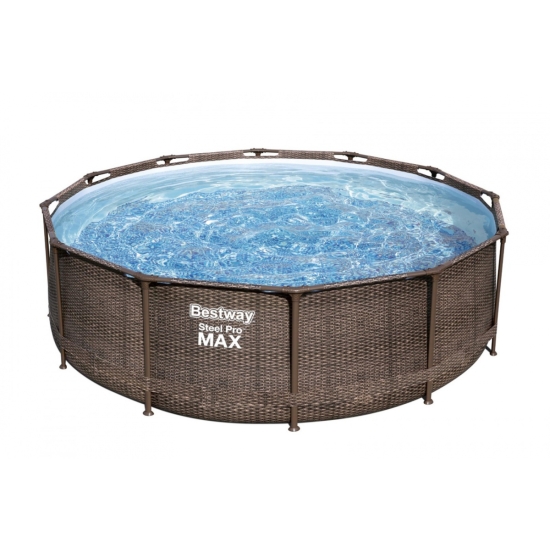 Basen stelażowy Steel Pro MAX 366x100 Brązowy 12FT BESTWAY 4w1 + Pompa Filtr + Drabinka
