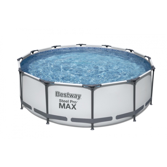 Basen stelażowy Steel Pro MAX 366x100 Szary 12FT BESTWAY 4w1 + Pompa Filtr + Drabinka