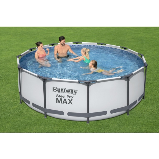 Basen stelażowy Steel Pro MAX 366x100 Szary 12FT BESTWAY 4w1 + Pompa Filtr + Drabinka