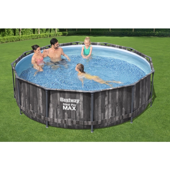 Basen stelażowy Steel Pro MAX 366x100 Imitacja Drewna 12FT BESTWAY 4w1 + Pompa Filtr + Drabinka