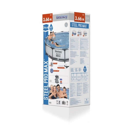 Basen Stelażowy Steel Pro MAX 366x76 Okrągły 12FT BESTWAY 3w1 + Pompa Filtr