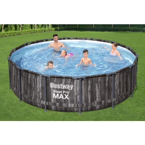 Basen stelażowy Steel Pro MAX 427x107 Imitacja Drewna 14FT BESTWAY 5w1 + Pompa + Drabinka