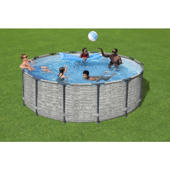 Basen stelażowy Steel Pro MAX 427x122 Imitacja Kamienia 14FT BESTWAY 5w1 + Akcesoria